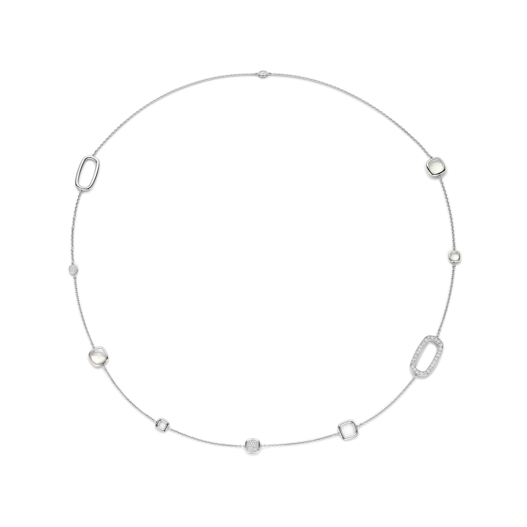 TI SENTO 34081ZI Silver and Mother of Pearl with Zirconia Necklace l 31 1/2 inches