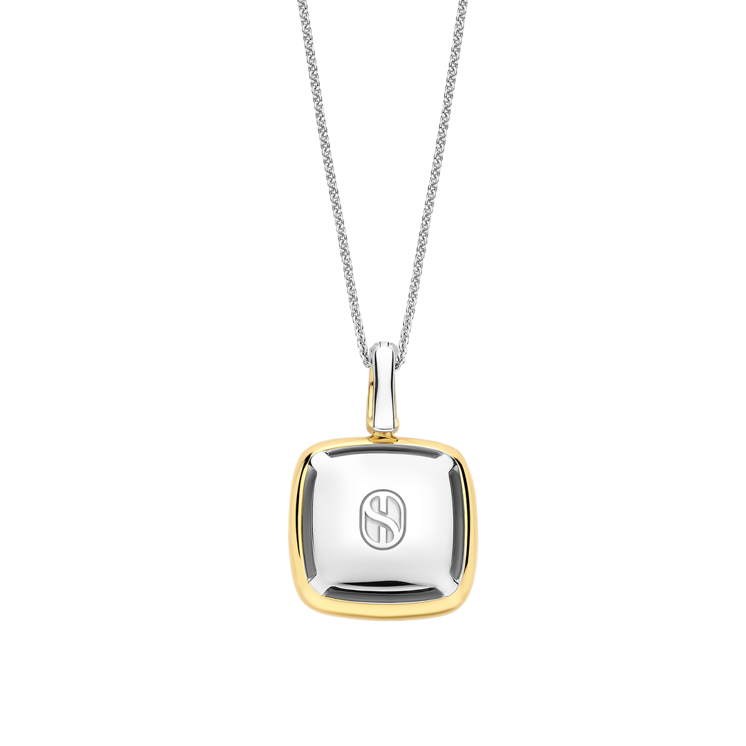 TI SENTO 6836DB Silver and Gold-plate Cushion Pendant Necklace l 17.70 inches