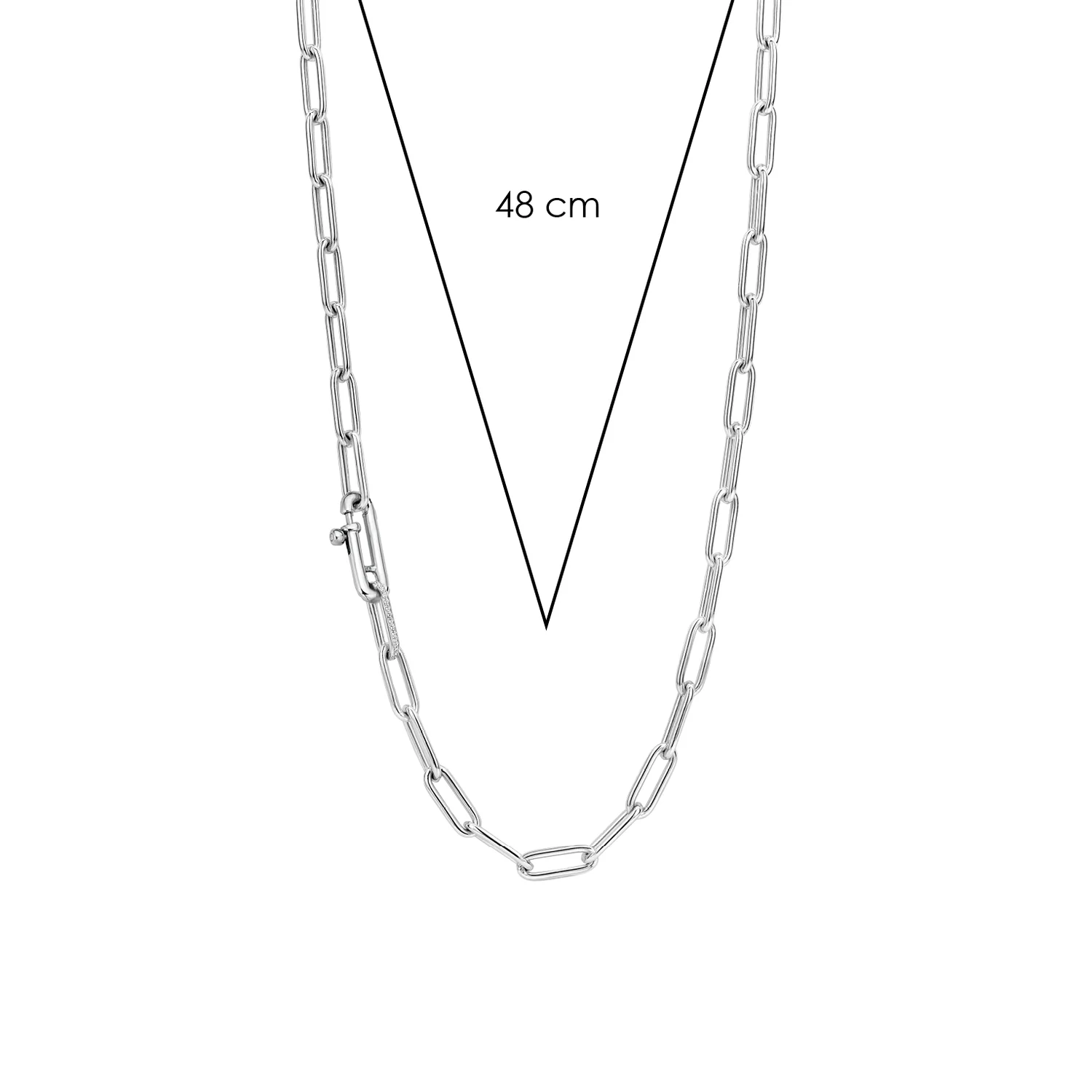 TI SENTO 3947ZI Sterling Silver Oval Link Chain Necklace l 18 3/4 inches