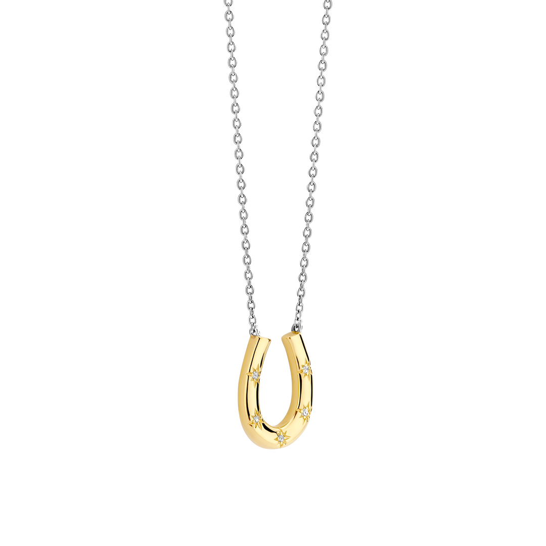 TI SENTO 34084ZY Silver and Gold-plated Horseshoe Pendant Necklace l 18 3/4 inches