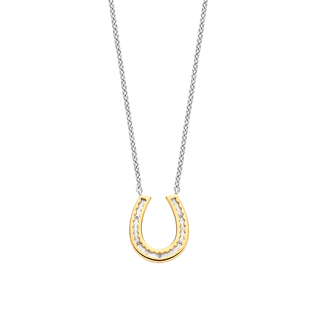 TI SENTO 34084ZY Silver and Gold-plated Horseshoe Pendant Necklace l 18 3/4 inches