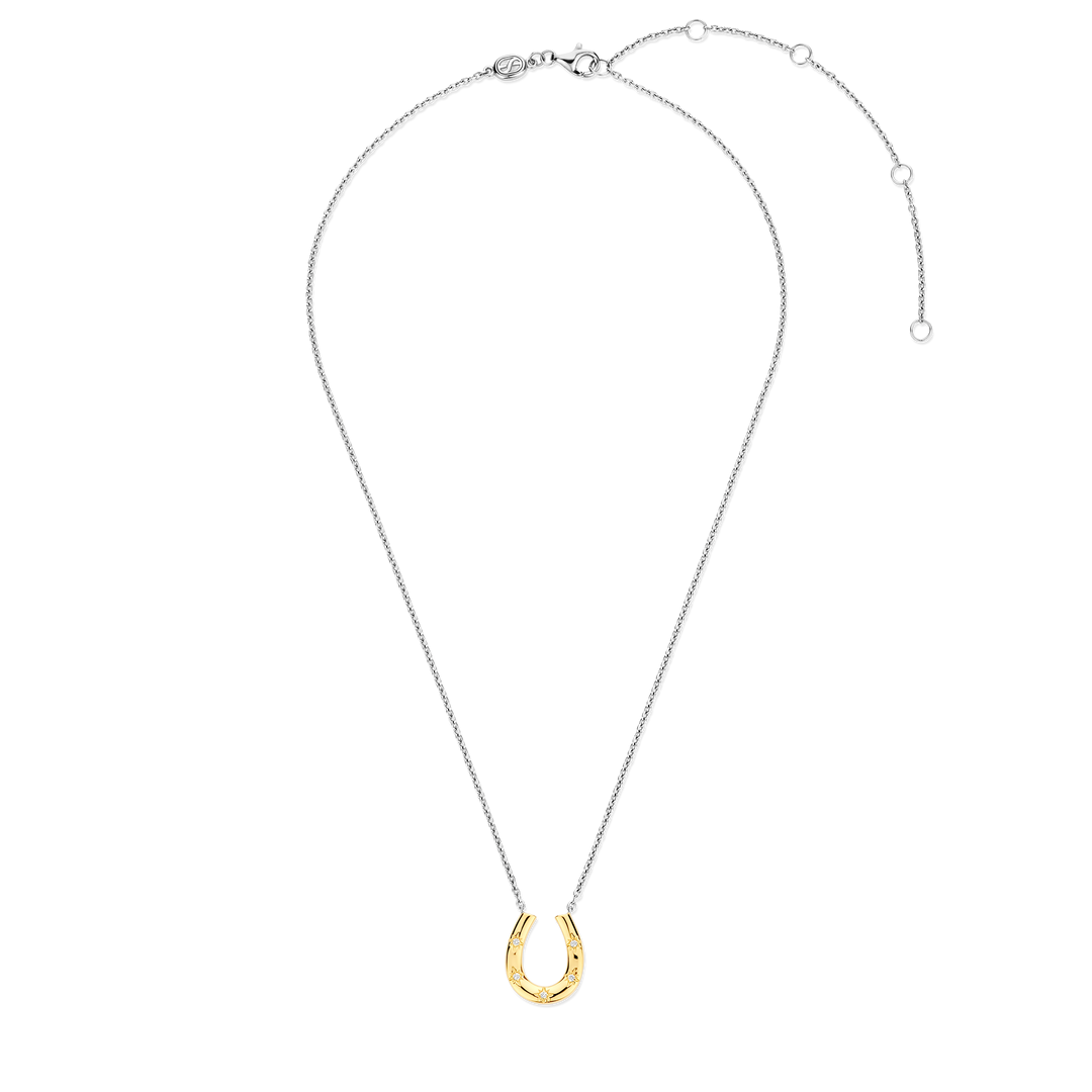 TI SENTO 34084ZY Silver and Gold-plated Horseshoe Pendant Necklace l 18 3/4 inches