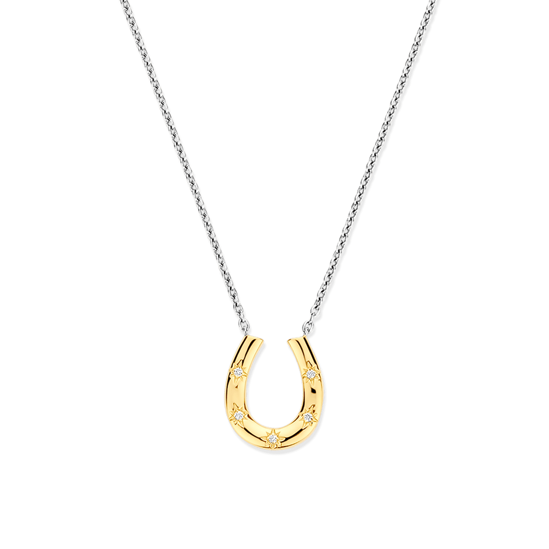TI SENTO 34084ZY Silver and Gold-plated Horseshoe Pendant Necklace l 18 3/4 inches