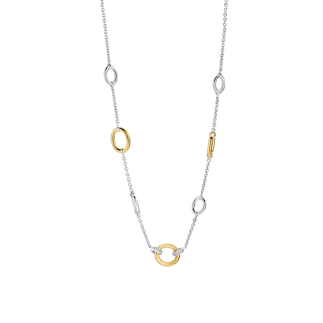 TI SENTO Sterling Silver and Gold-Plate with Zirconia Necklace l 16 1/2 inches