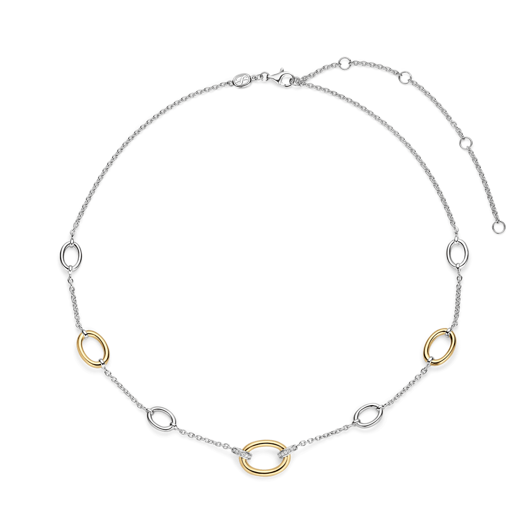 TI SENTO Sterling Silver and Gold-Plate with Zirconia Necklace l 16 1/2 inches