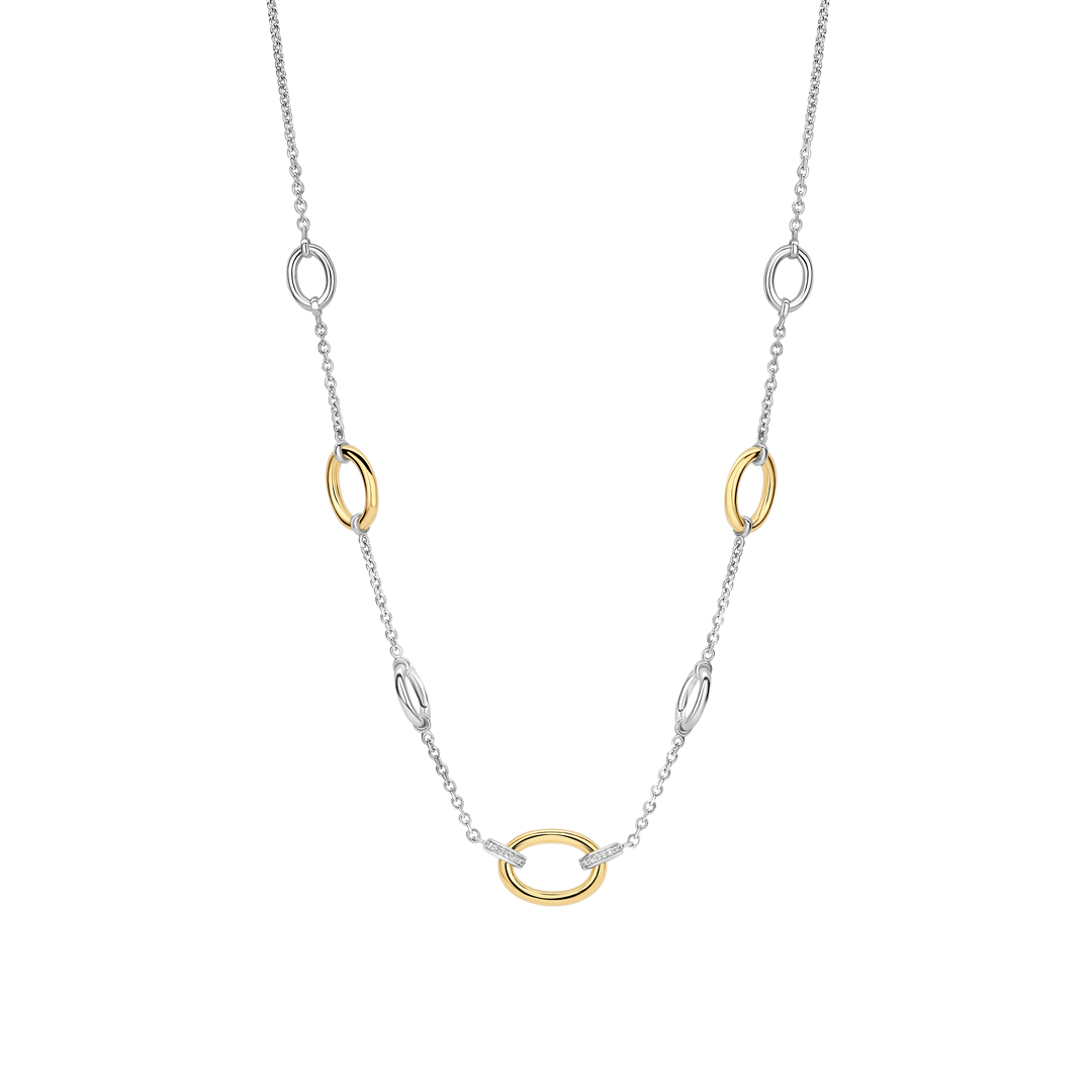 TI SENTO Sterling Silver and Gold-Plate with Zirconia Necklace l 16 1/2 inches