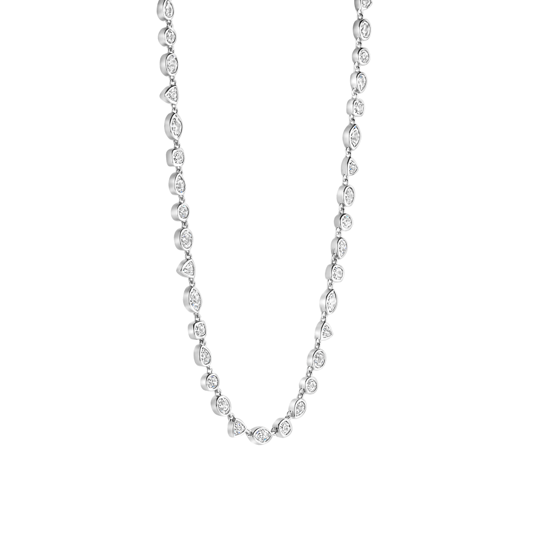 TI SENTO 34076ZI Sterling Silver and Zirconia Tennis Necklace l 17 inches