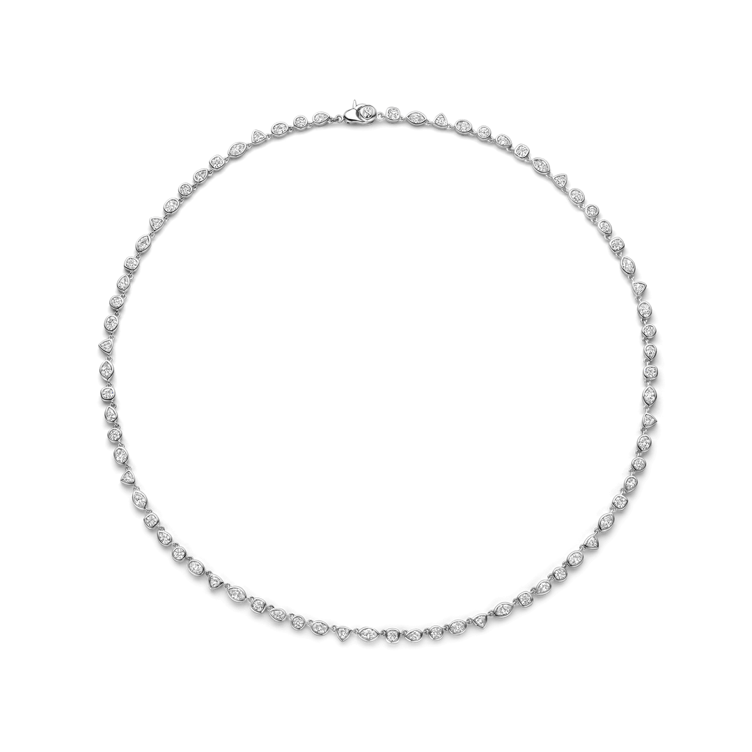 TI SENTO 34076ZI Sterling Silver and Zirconia Tennis Necklace l 17 inches
