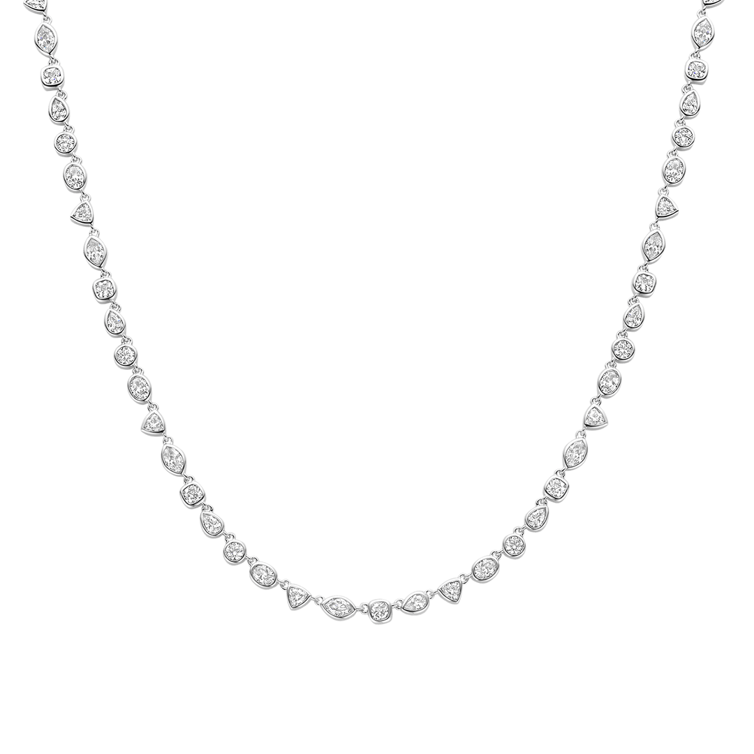 TI SENTO 34076ZI Sterling Silver and Zirconia Tennis Necklace l 17 inches