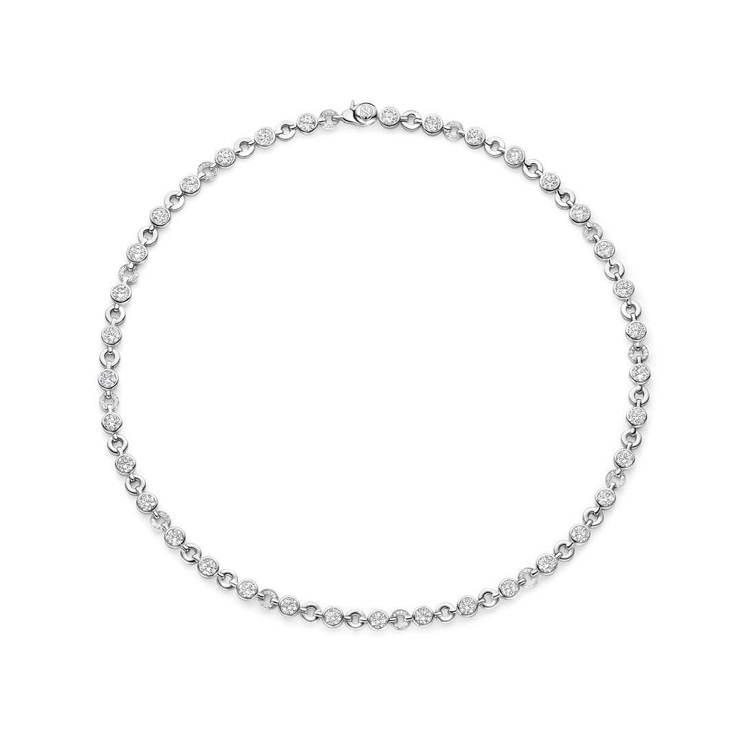 TI SENTO 34090ZI/44 Sterling Silver Bezel-set Zirconium Necklace l 17 1/3 inches
