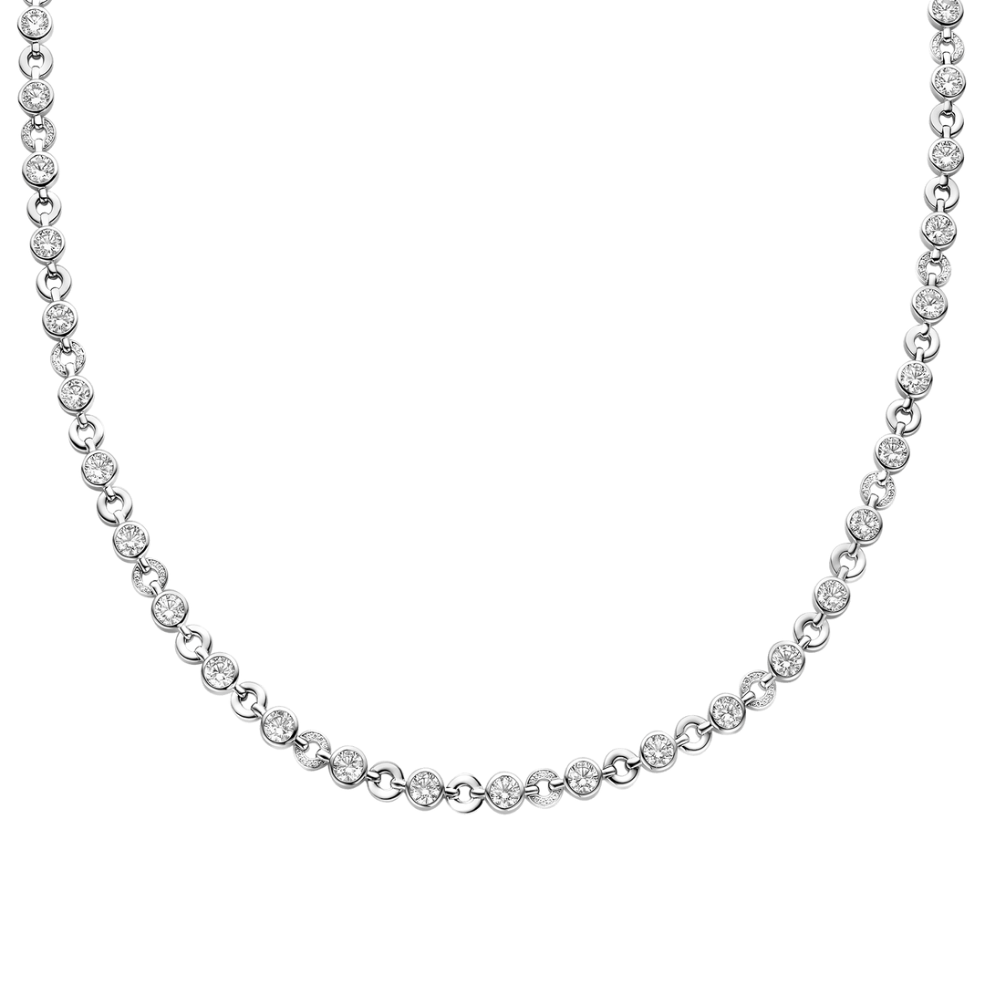 TI SENTO 34090ZI/44 Sterling Silver Bezel-set Zirconium Necklace l 17 1/3 inches