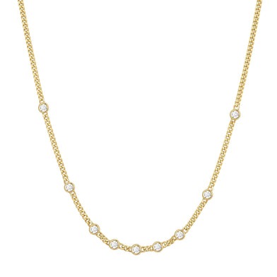ANIA HAIE Sterling Silver, Gold-plate Multi Station Zirconia Stone Chain Necklace