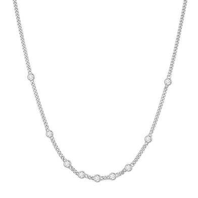 ANIA HAIE Sterling Silver Multi Station Zirconia Stone Chain Necklace
