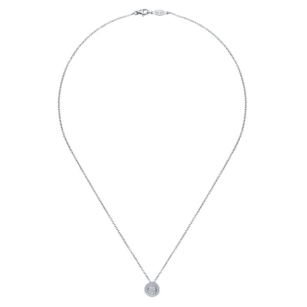 Sterling Silver Round Diamond Cluster Pendant Necklace l 18 inches