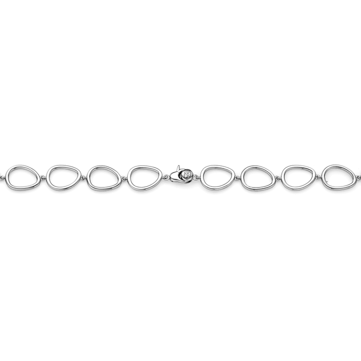 TI SENTO Sterling Silver, Gold-plate Zirconia and Mother Of Pearl Chain Link Necklace l 17 1/3 inches