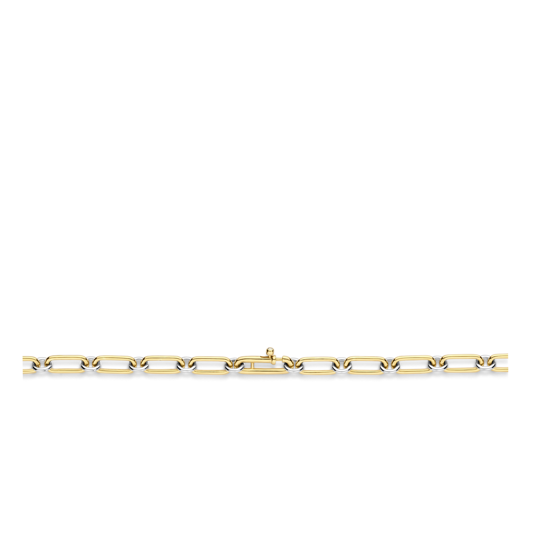 TI SENTO Sterling Silver, Gold-plate White and Yellow Oval and Round Link Chain Necklace l 19 inches