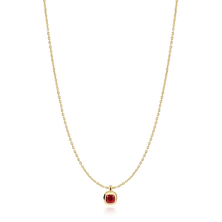 ANIA HAIE Sterling Silver, Gold-plate Crimson Solitaire Pendant Necklace l 18 inches