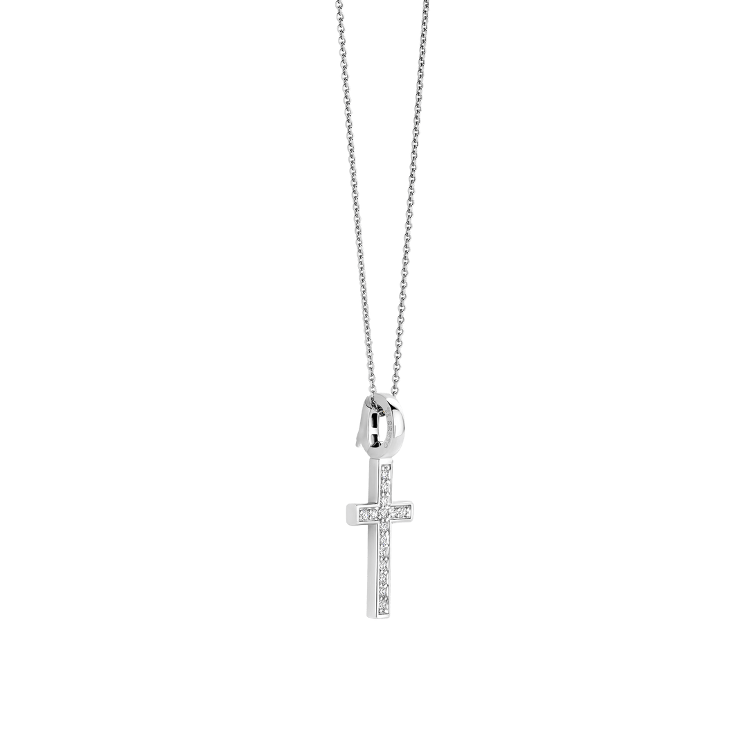 TI SENTO Sterling Silver Zirconia Cross Pendant Necklace l 17 3/4 inches