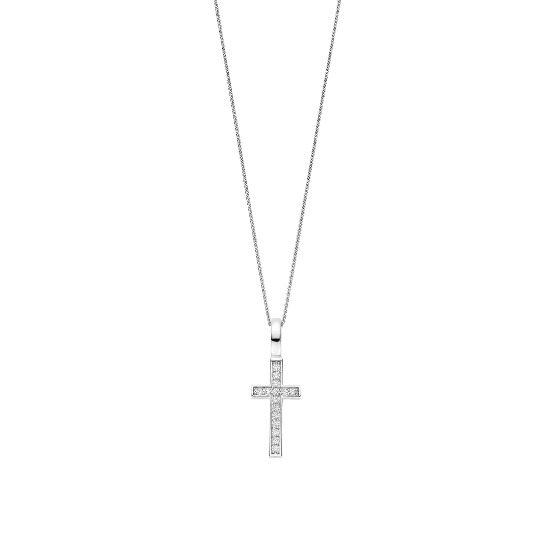 TI SENTO Sterling Silver Zirconia Cross Pendant Necklace l 17 3/4 inches