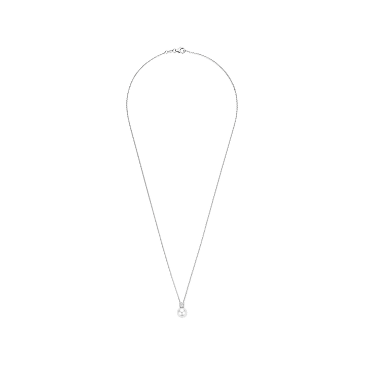 TI SENTO Sterling Silver Zirconia and Shell Pearl Pendant Necklace l 16 1/2 inches