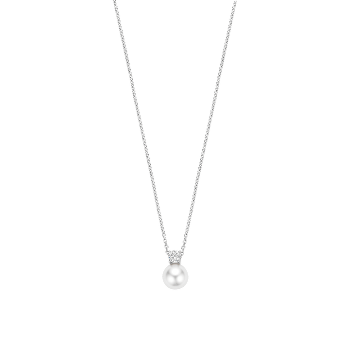 TI SENTO Sterling Silver Zirconia and Shell Pearl Pendant Necklace l 16 1/2 inches