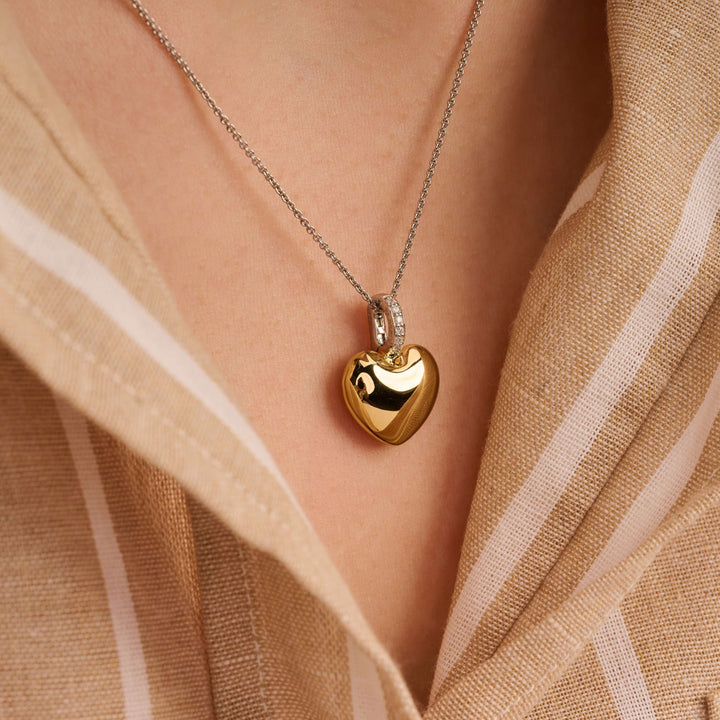 TI SENTO Sterling Silver and 18k Gold Vermeil with Zirconia Heart Pendant Necklace