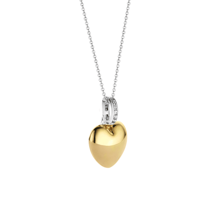 TI SENTO Sterling Silver and 18k Gold Vermeil with Zirconia Heart Pendant Necklace