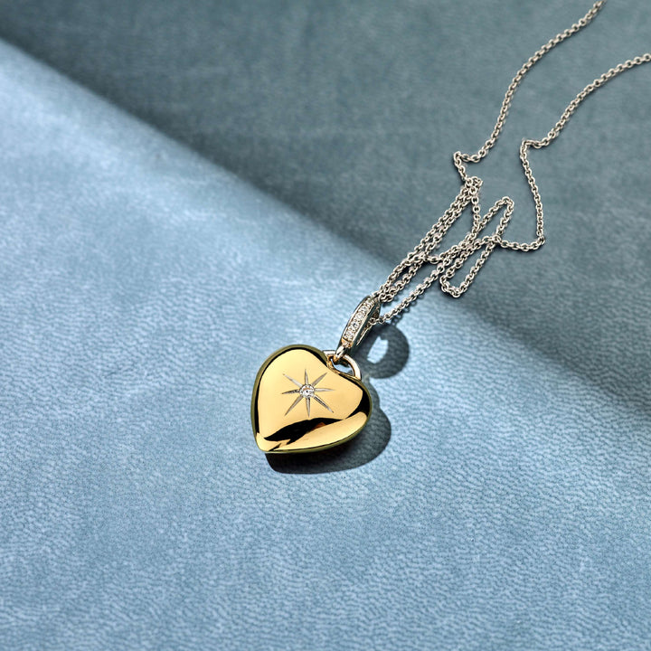 TI SENTO Sterling Silver and 18k Gold Vermeil Zirconia Heart Pendant Necklace l 17 3/4 inches