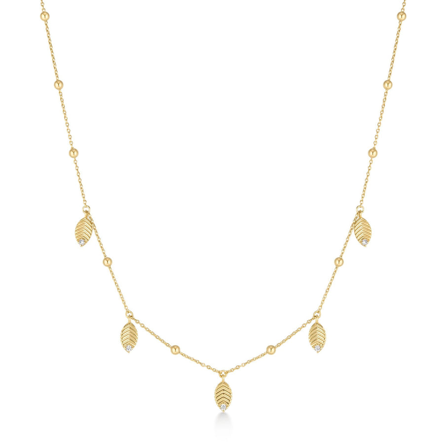 ANIA HAIE Silver, Gold-plate Leaf Station Necklace l 18,89 inches