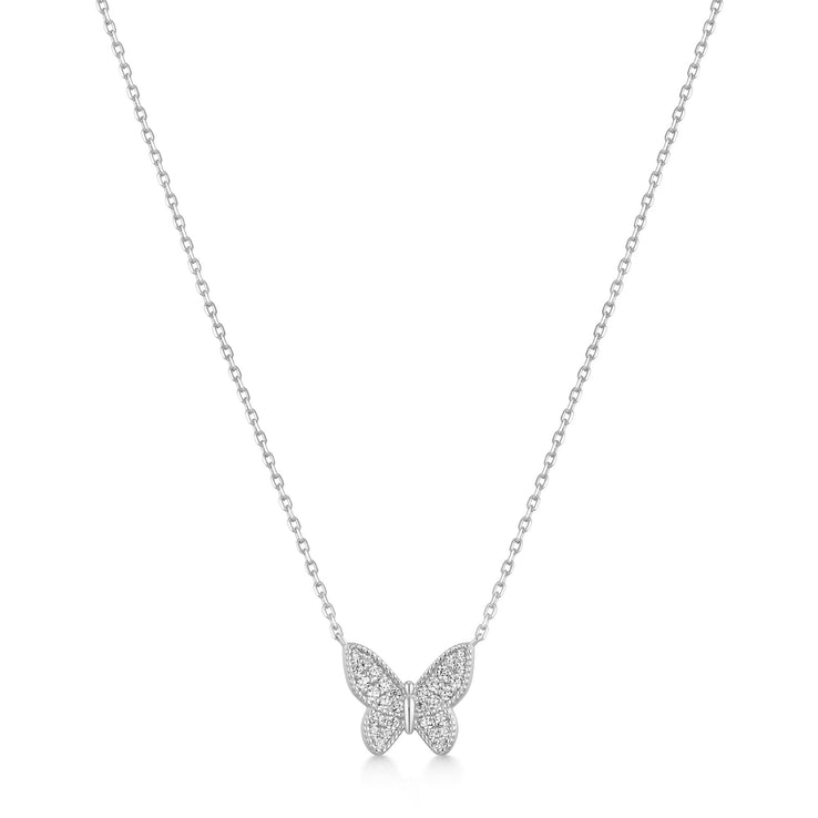 ANIA HAIE Sterling Silver Butterfly Pavé Zirconia Necklace l 17.90 inches