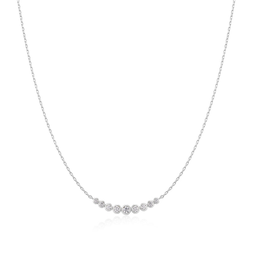 ANIA HAIE Silver Graduated Bezel-Set Zirconia Necklace l 17.90 inches