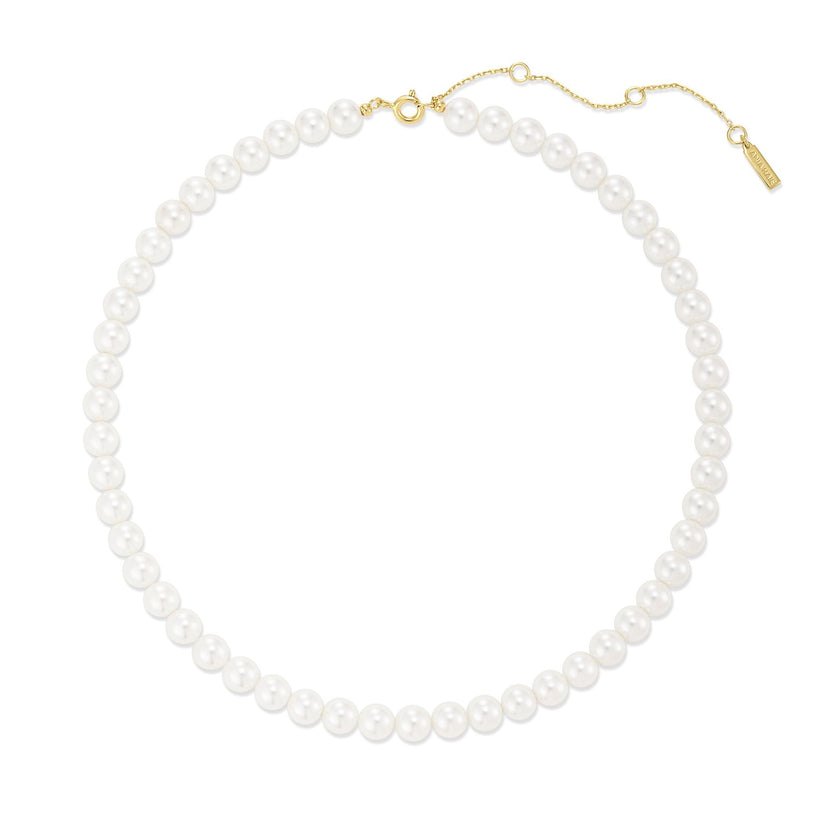ANIA HAIE Silver, Gold-plate Classic Shell Pearl Beaded Necklace l 17.90 inches