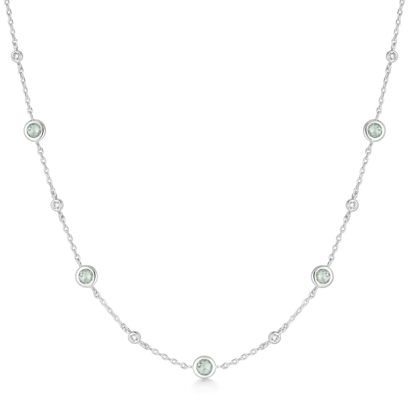ANIA HAIE Sterling Silver Mint Green and White Zirconia Station Necklace l 17.90 inches