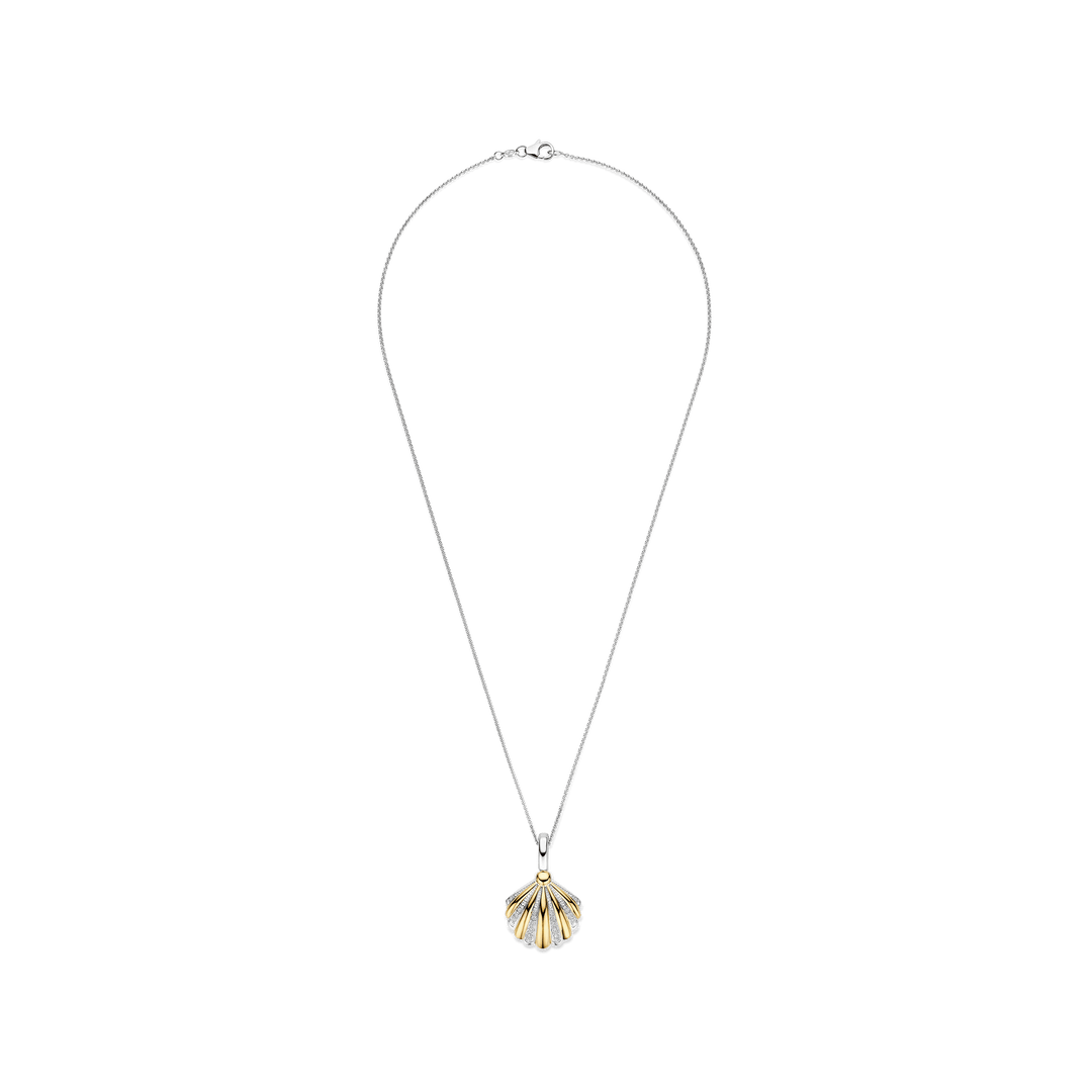 TI SENTO Sterling Silver and 18k Vermeil Zirconia Shell Pendant Necklace l 17.70 inches