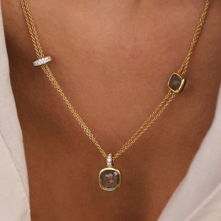 TI SENTO Sterling Silver and 18kt Vermeil with Zirconia Layered Cushion Necklace l 19.68 inches