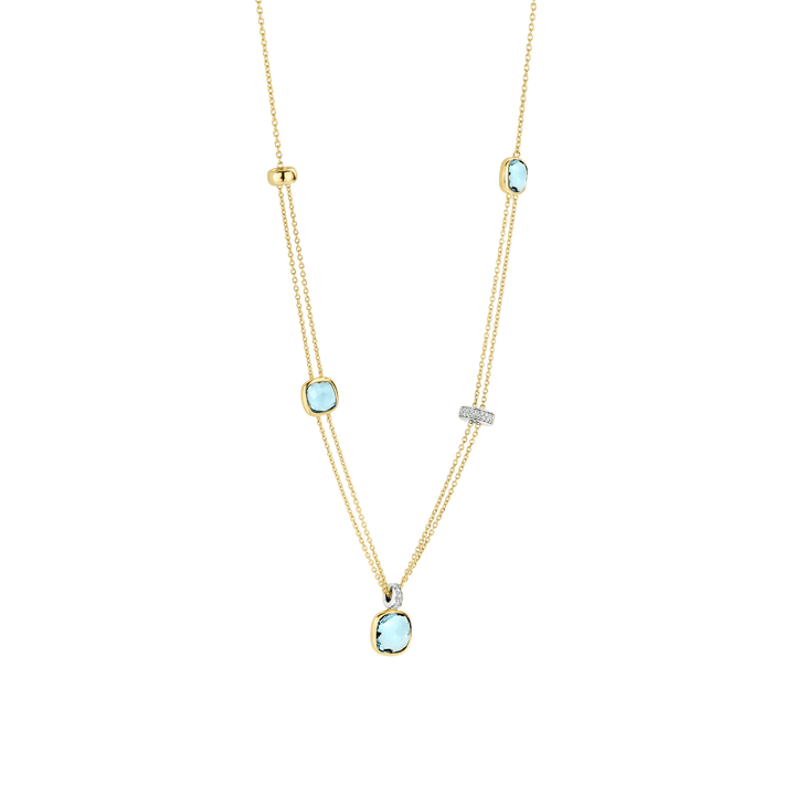 TI SENTO Sterling Silver and 18kt Vermeil with Zirconia Layered Cushion Necklace l 19.68 inches