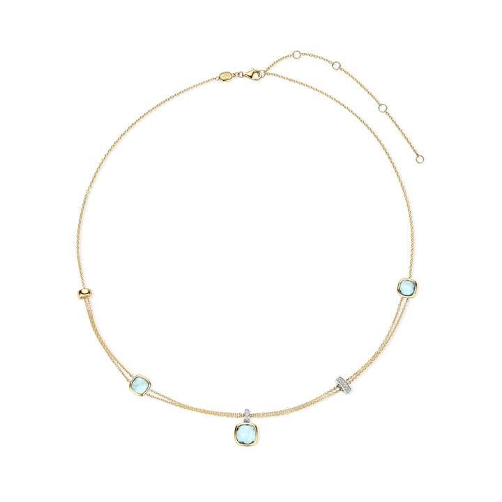 TI SENTO Sterling Silver and 18kt Vermeil with Zirconia Layered Cushion Necklace l 19.68 inches
