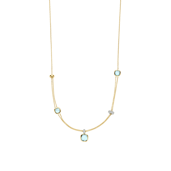 TI SENTO Sterling Silver and 18kt Vermeil with Zirconia Layered Cushion Necklace l 19.68 inches