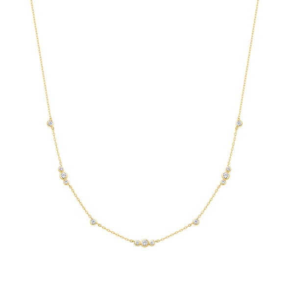 17" 925 Silver 14k Gold-plate Zirconia Bezel Station Necklace by Ania Haie