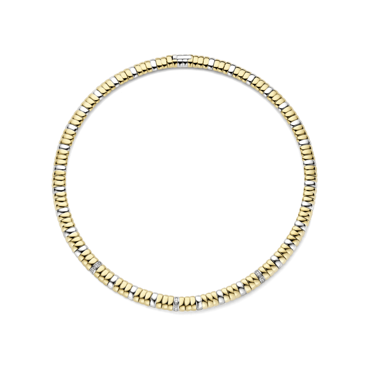 TI SENTO Sterling Silver, Gold-plate Zirconia Collar Necklace l 17 1/3 inches