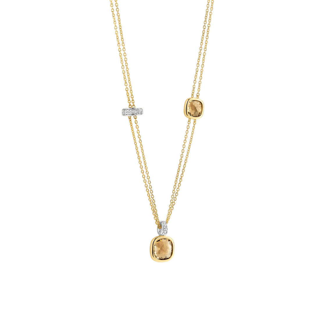 Sterling Silver and 18k Gold Vermeil Layered Yellow Cushion Necklace l TI SENTO