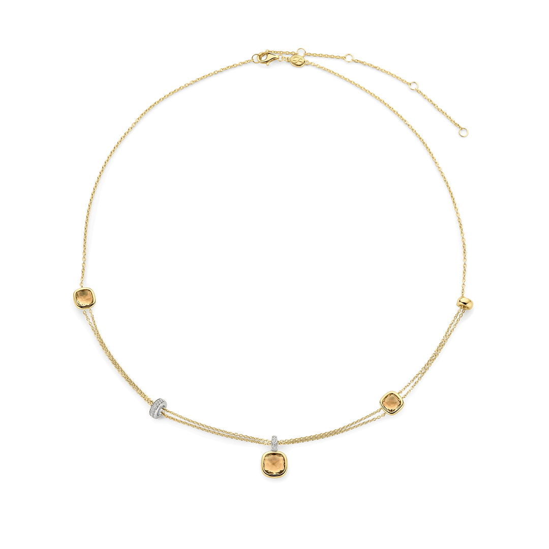 Sterling Silver and 18k Gold Vermeil Layered Yellow Cushion Necklace l TI SENTO