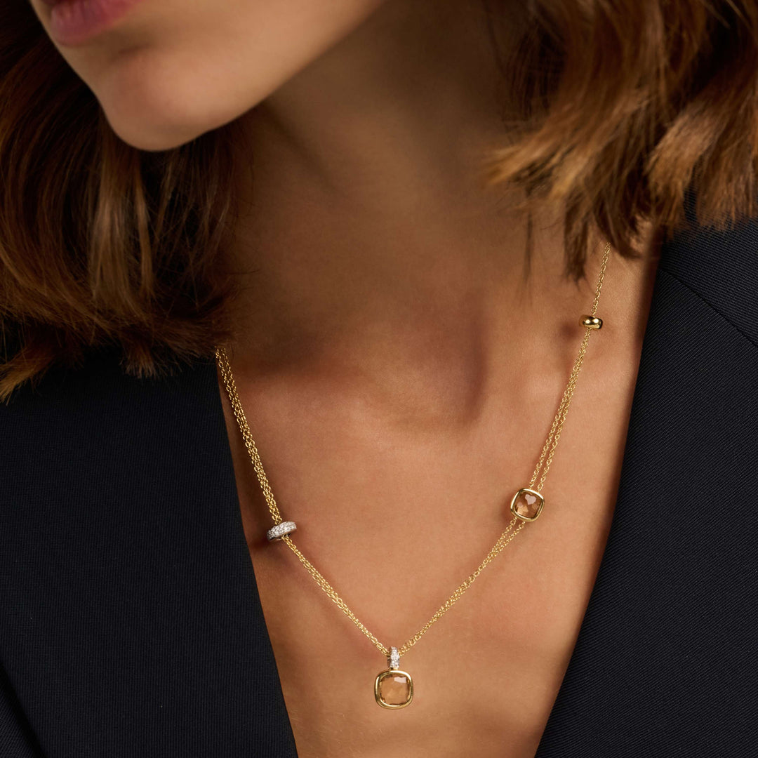 Sterling Silver and 18k Gold Vermeil Layered Yellow Cushion Necklace l TI SENTO