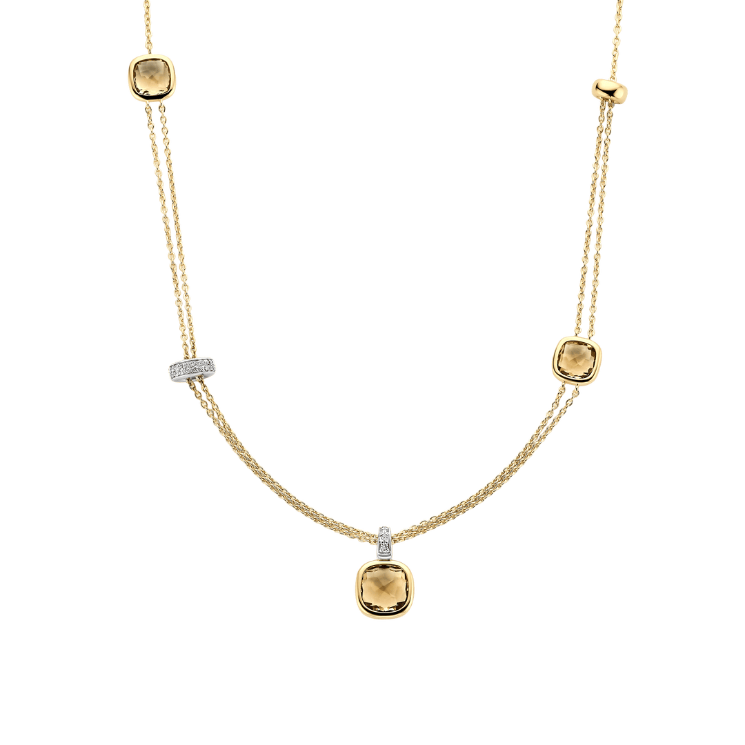 Sterling Silver and 18k Gold Vermeil Layered Yellow Cushion Necklace l TI SENTO