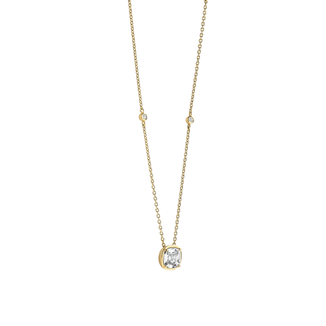 Sterling Silver and 18k Gold Vermeil Round Zirconia Necklace l TI SENTO
