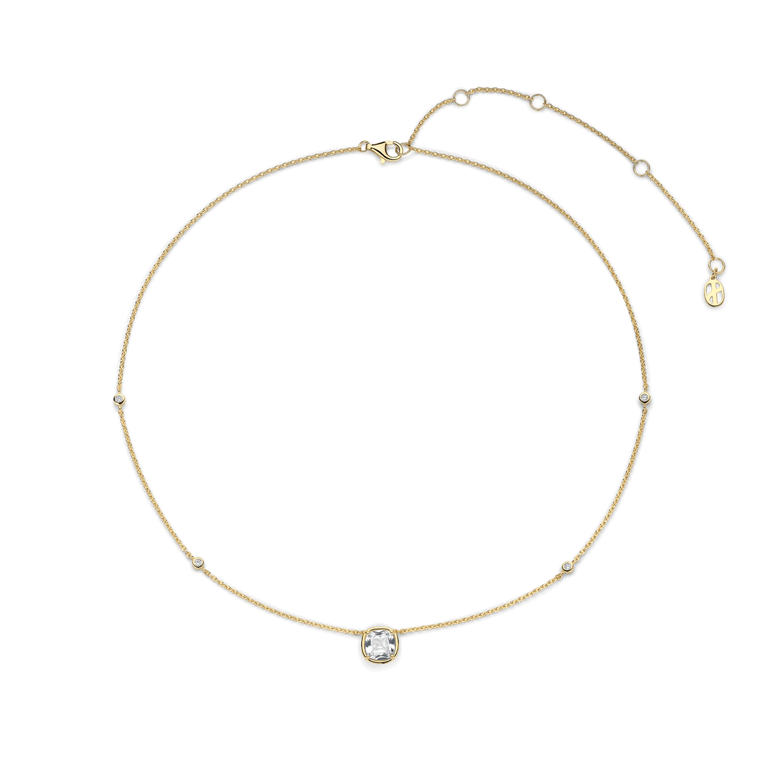 Sterling Silver and 18k Gold Vermeil Round Zirconia Necklace l TI SENTO