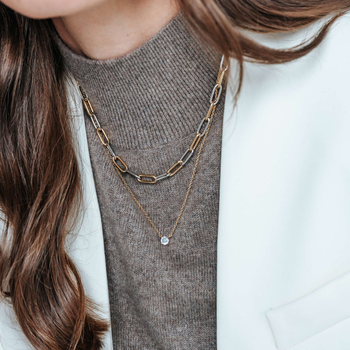 Sterling Silver and Gold Vermeil Closed Forever Chain Necklace l 18.90 inches