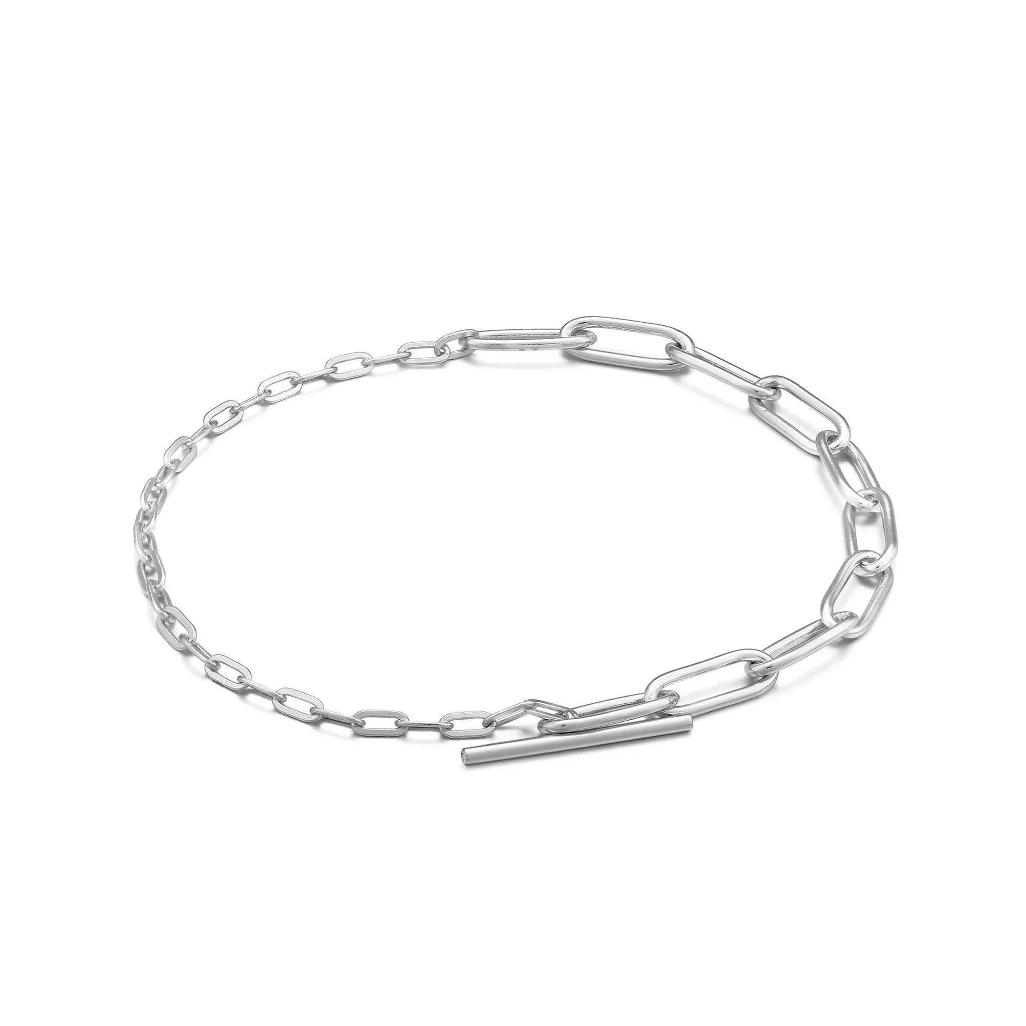 ANIA HAIE Silver Mixed Link T-bar Bracelet