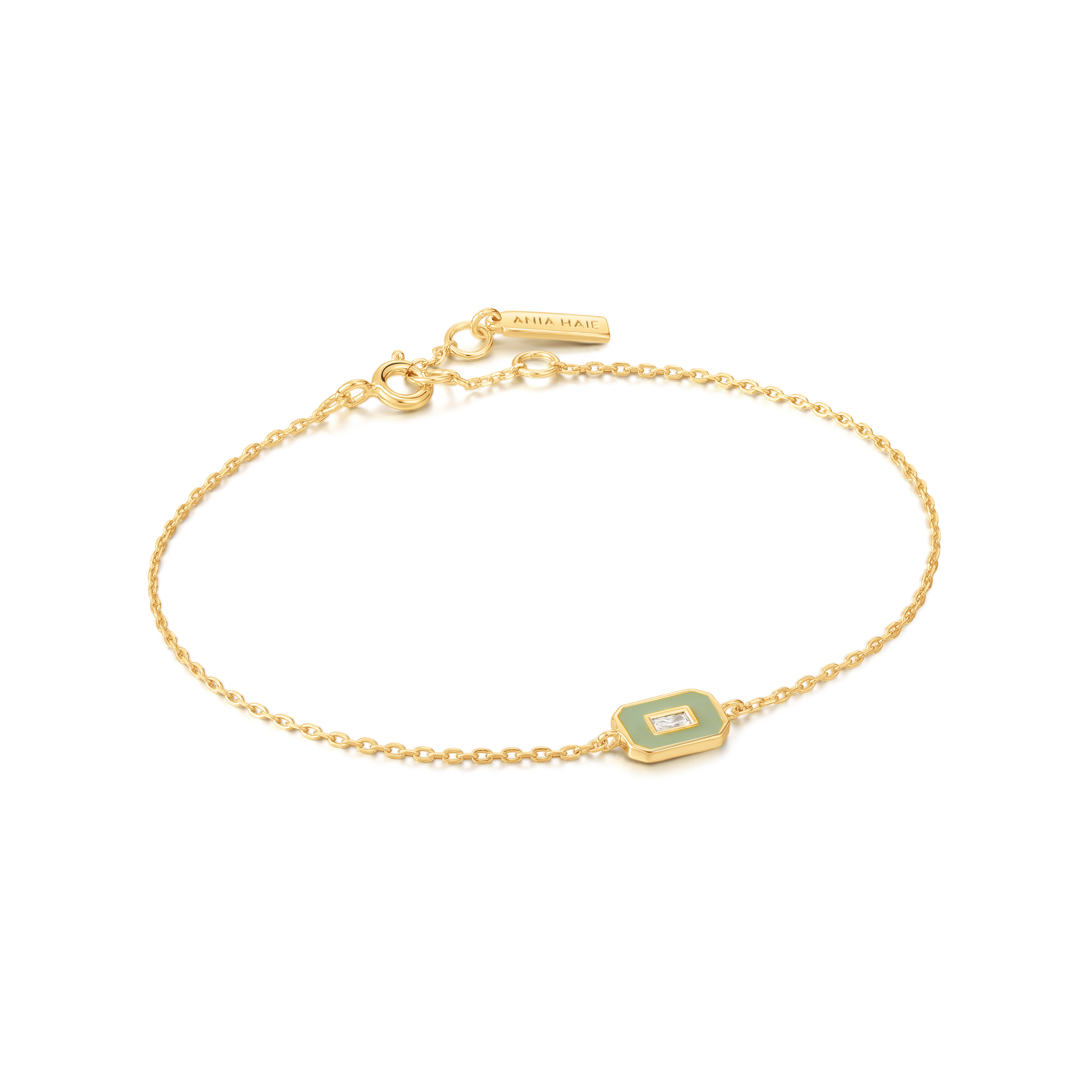 ANIA HAIE Sage Enamel Emblem Gold Bracelet