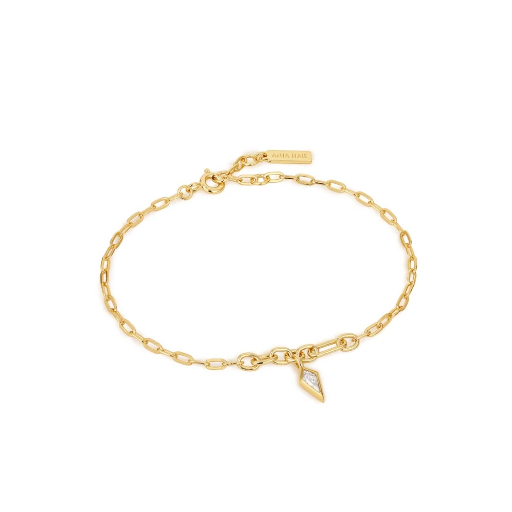 ANIA HAIE Sparkle Drop Pendant Chunky Chain Bracelet, Gold-plated